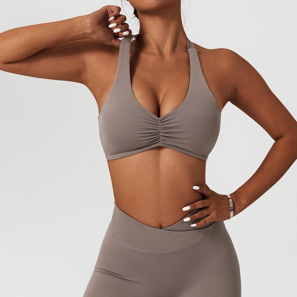 Halter Ruched Bra Rockstar Peach